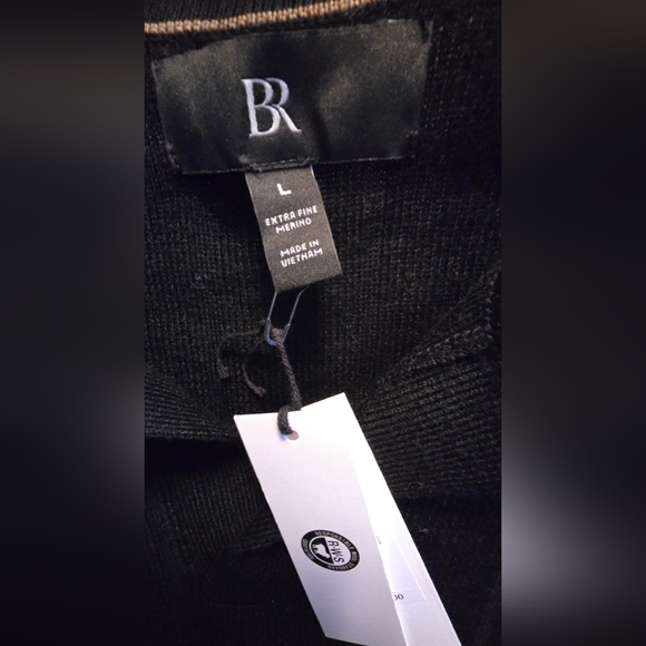 🆕️Banana Republic Merino wool vneck black sweater sz L - Picture 3 of 6